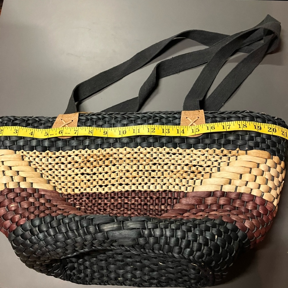 Woven Straw Tote Bag in Black, Tan & Brown - Women Bags
